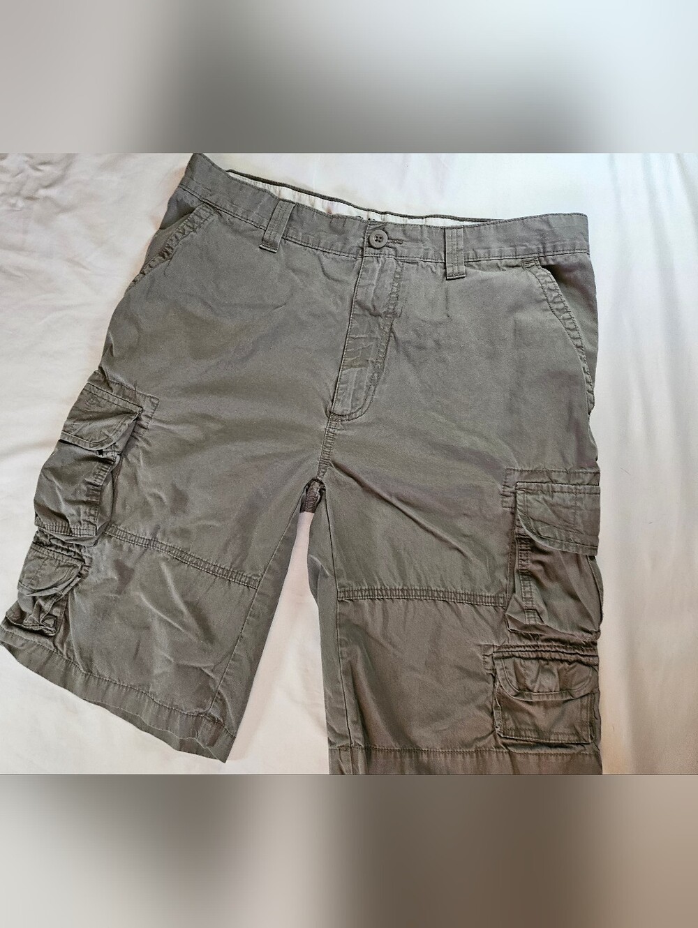 Cargo Mens Khaki Green Cargo Utlity Side Pocket Zip Fly Shorts Size 38W
